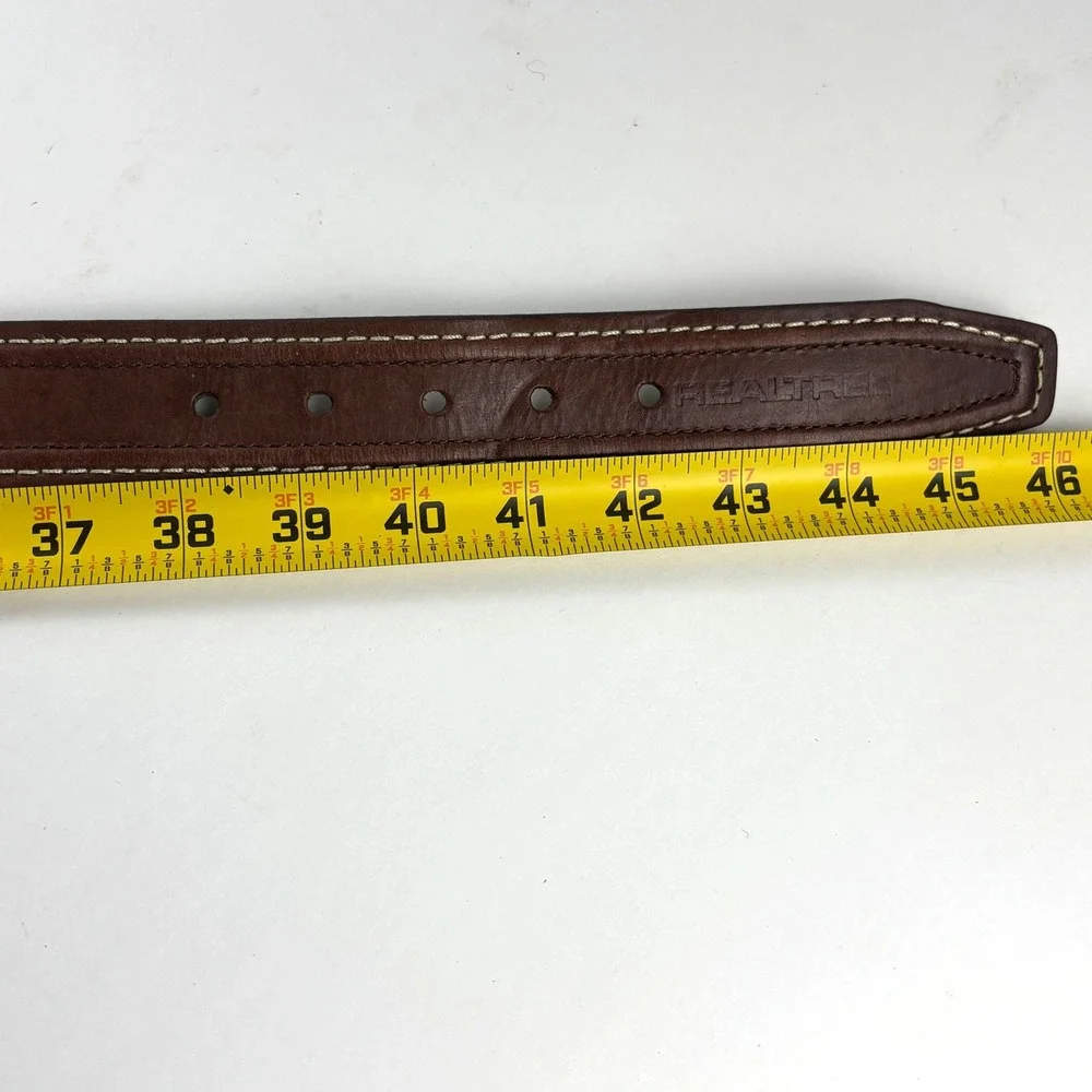 New Realtree Leather Belt Mens 40 Brown Stitched Rugged Outdoor Accessory Rustic